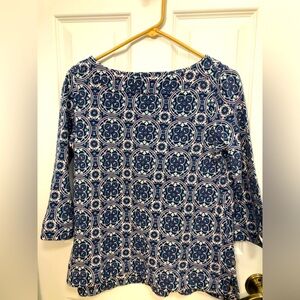 Talbots multicolored long sleeve tee.Sz Small 100% cotton. Boat neck